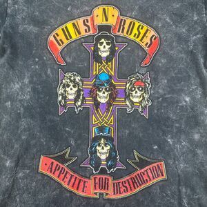 Guns N' Roses Small Appetite for Destruction Vintage Washed Gray T-Shirt Tee Top